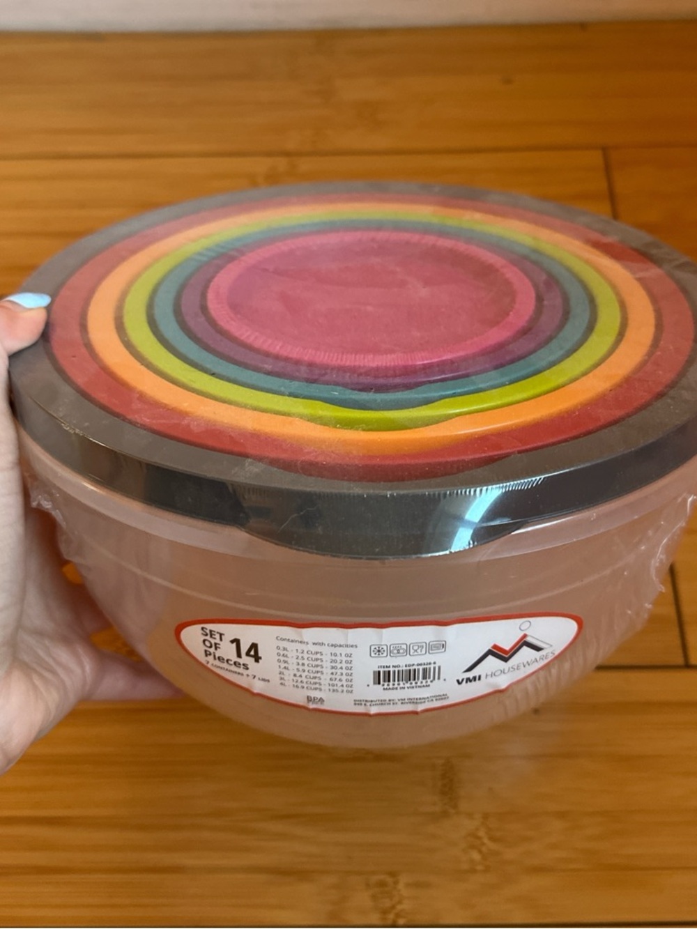 14-Piece Nesting Food Storage Bowls with Colorful Lids